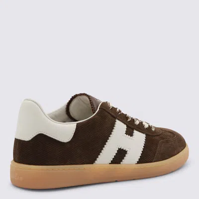 Hogan Brown Leather Sneakers In Brown