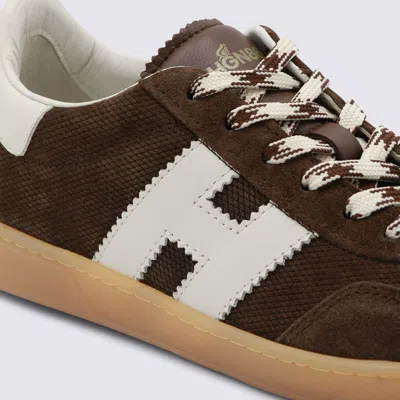 Hogan Brown Leather Sneakers In Brown
