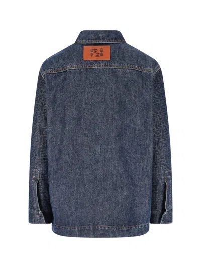 Fendi Ff Denim Jacket In Blue