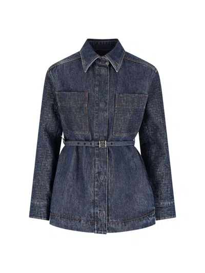 Fendi Ff Denim Jacket In Blue