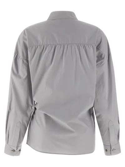 Lemaire Straight Collar Twisted Shirt In Gray