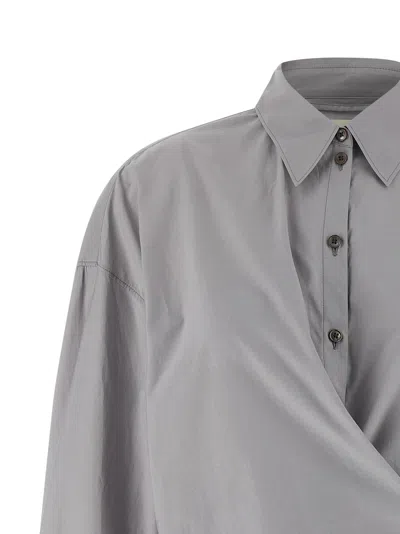 Lemaire Straight Collar Twisted Shirt In Gray