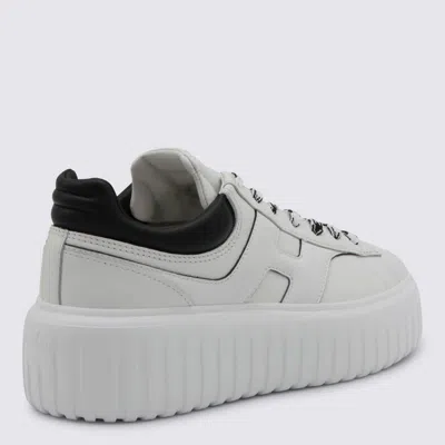 Hogan White And Black Leather Sneakers In White