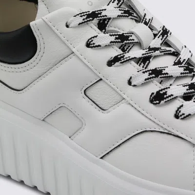 Hogan White And Black Leather Sneakers In White