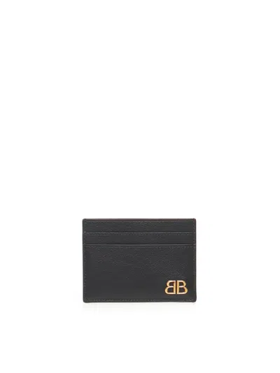 Balenciaga Monaco Card Holder With Logo In Black