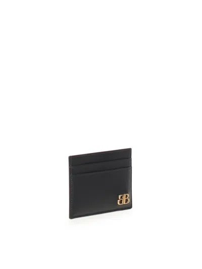 Balenciaga Monaco Card Holder With Logo In Black
