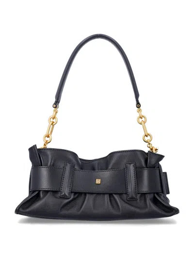 Balmain Mini Anthem Bag In Embossed Crocodile-print Calfskin In Black