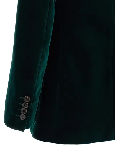 Gucci Velvet Blazer With Regular Fit And Pockets In Green