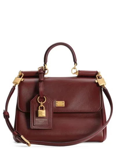 Dolce & Gabbana Medium Sicily Padlock-embellished Leather Handbag In Red