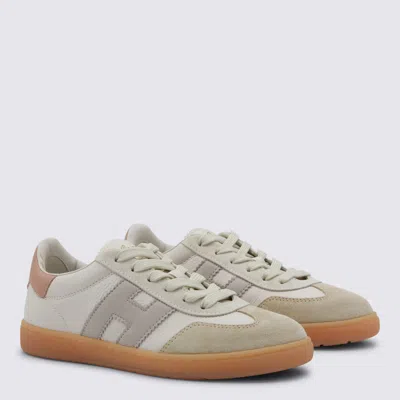 Hogan Cool Smooth Leather And Suede Sneakers Shoes In Neutral
