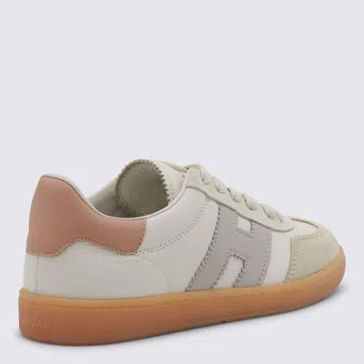 Hogan Cool Smooth Leather And Suede Sneakers Shoes In Neutral
