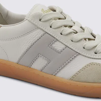 Hogan Cool Smooth Leather And Suede Sneakers Shoes In Neutral