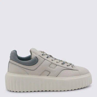 Hogan White And Light Blue Leather Sneakers In Gray
