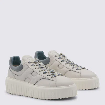 Hogan White And Light Blue Leather Sneakers In Gray