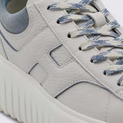Hogan White And Light Blue Leather Sneakers In Gray