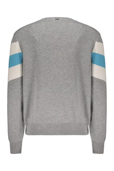 Herno Gray Pullover With Modern Zigzag Stripe In Gray