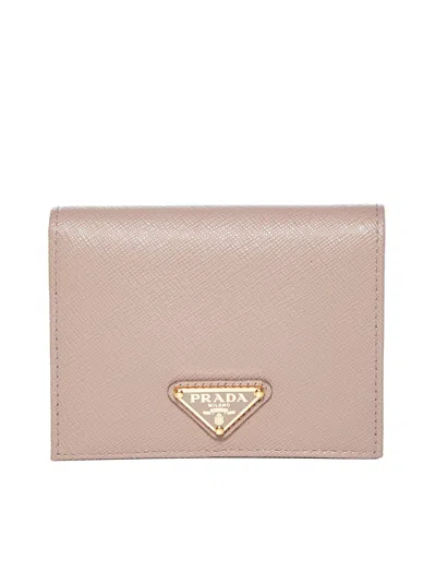 Prada Accessori Pelletteria Small Wallet In Saffiano Leather In Neutral