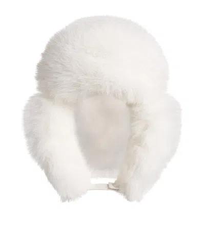 Yves Salomon Fox Fur Chapka Ski Hat In White
