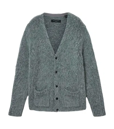 Allsaints Mens Nordic Green Tobie V-neck Wool-blend Cardigan In Gray