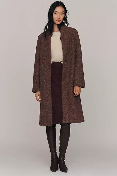 Self Contrast Bronte Open Long Cardigan Sweater In Brown