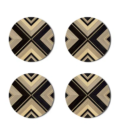 Hestialiving Everyday Set Of 4 Geometrique Round Coasters In Neutral