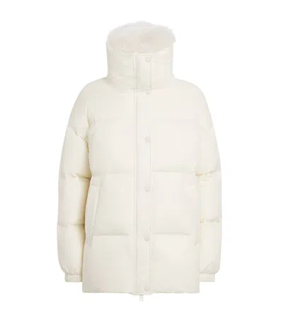Yves Salomon Down Lambswool-collar Puffer Jacket In White