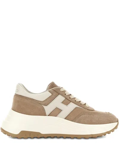 Hogan Brown Logo Sneakers In Brown