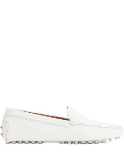 Tod's White Leather Loafers In White