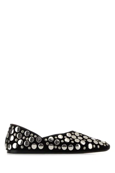 Khaite Black Studded Ballet Flats In Black