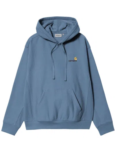 Carhartt Blue Embroidery Logo Hoodie In Blue
