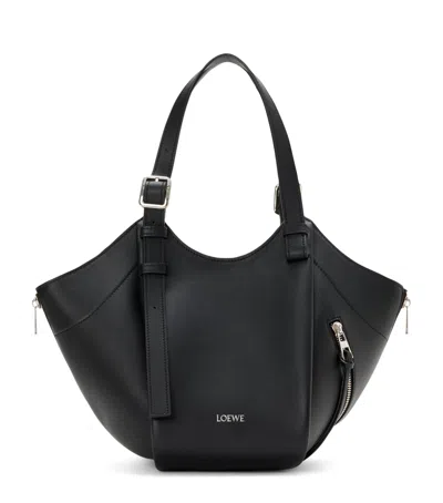 Loewe Leather Hammock Flip Tote Bag In Black