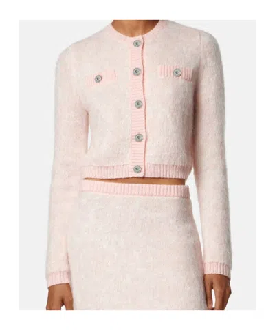 Versace Pattern-jacquard Knitted Cardigan In Pink