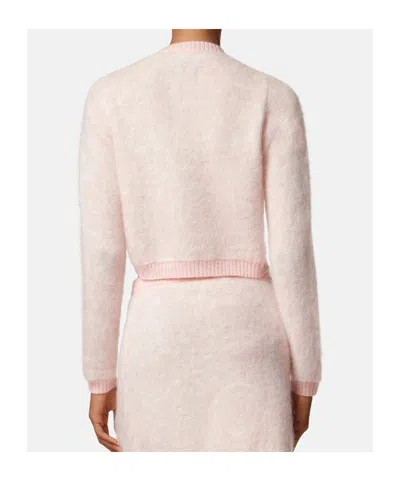 Versace Pattern-jacquard Knitted Cardigan In Pink