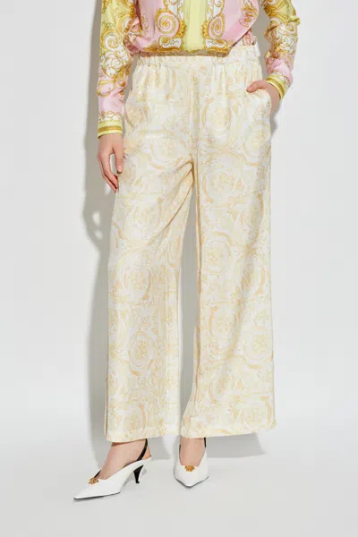 Versace Pattern-printed Trousers In White