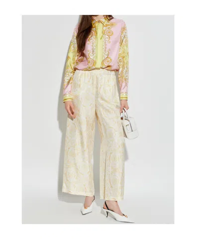 Versace Pattern-printed Trousers In White