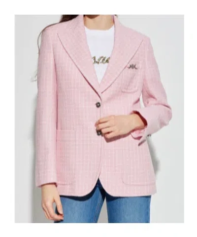 Versace Checked Pattern Single-breasted Blazer In Pink