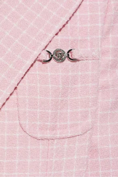 Versace Checked Pattern Single-breasted Blazer In Pink