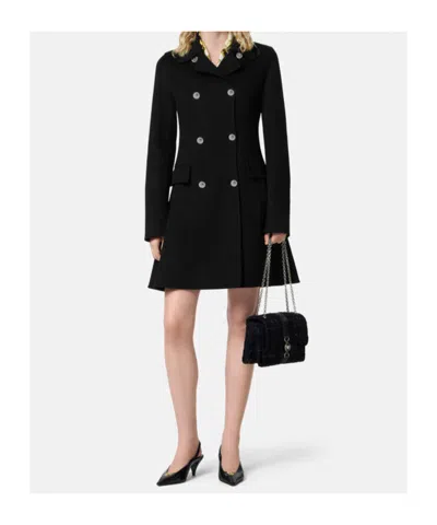 Versace Double-breasted A-line Coat In Multi