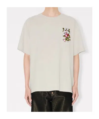 Kenzo ' Wild Tiger' Embroidered Oversized T-shirt In Cotton In Gray