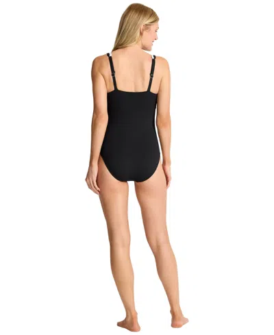 Tommy Bahama Women's Cabana Tie Front One-piece Swimsuit In Black