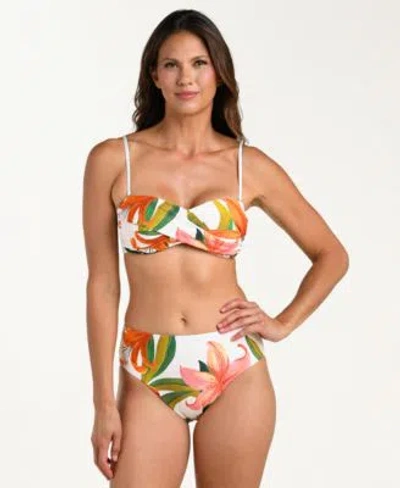 La Blanca Womens Jungle Blossoms Twist Bandeau Swim Top Bottoms In Multi