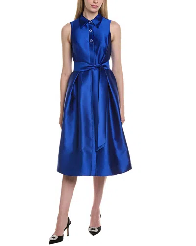 Teri Jon By Rickie Freeman Sleeveless Silk-blend Midi Dress In Blue