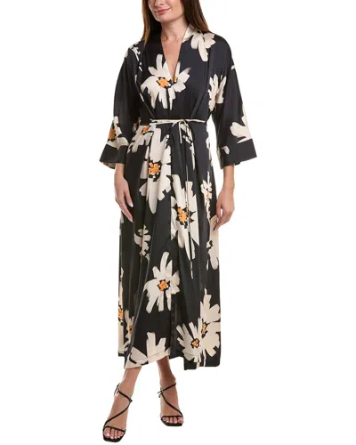 Teri Jon By Rickie Freeman Elbow Sleeve Midi Dress In Black