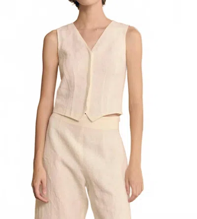 Cortana Costa Linen Vest In Ivory In Neutral