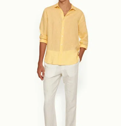 Orlebar Brown Giles Linen Shirt In Toucan White In White