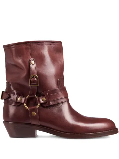 Isabel Marant Brown Boots With Slouched Shaft And Decorative Straps In Gray