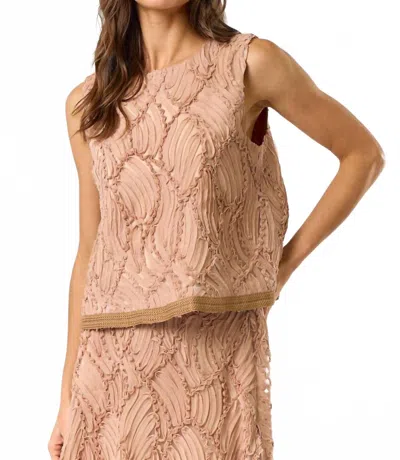 Lalavon Hailee Sleeveless Textured Top In Light Mocha In Gold