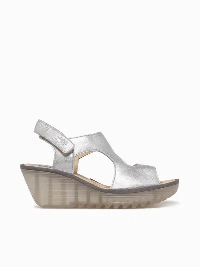 Fly London Women's Cut-out Sling-back Sandal In Silver In Silver