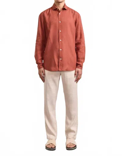 Frescobal Carioca Antonio Linen Shirt In Silk Brown In Pink