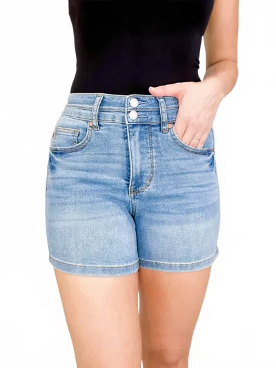 Judy Blue Ella High Rise Double Waistband Shorts In Blue In Blue